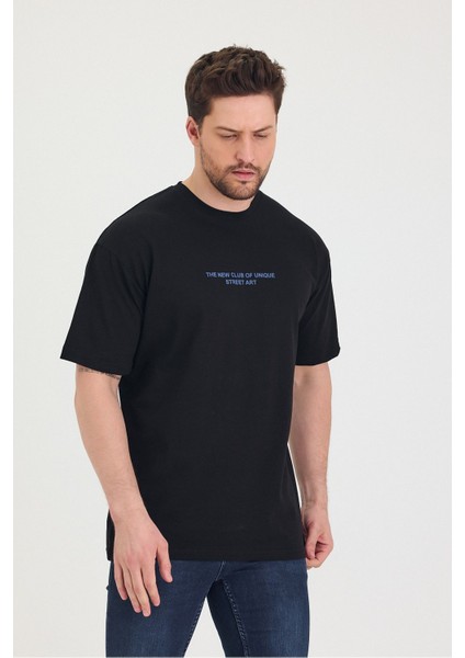 Bisiklet Yaka Oversize Ön ve Arka Baskılı Salaş Unisex T-Shirt