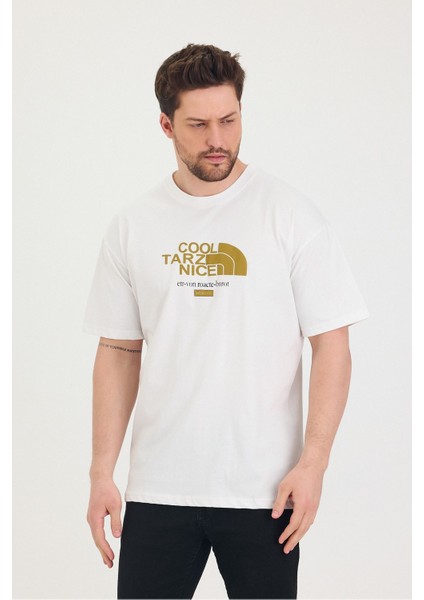 Bisiklet Yaka Cool Tarz Nice Baskılı Oversize Salaş Unisex T-Shirt