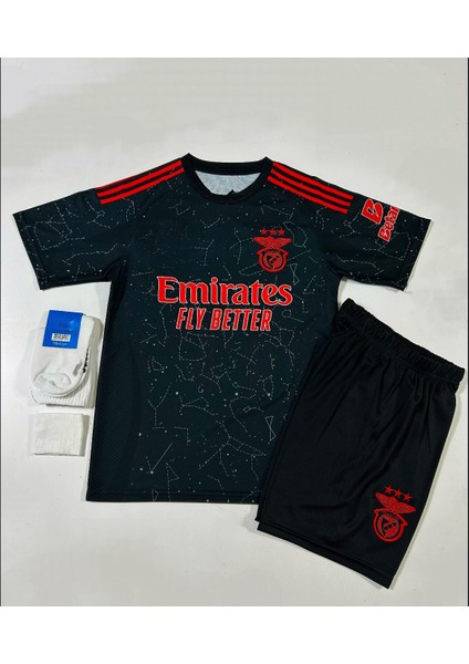 Benfica 2024/25 Yeni Sezon Kerem Aktürkoğlu Deplasman Çocuk Forması 4'lü Set (Black)