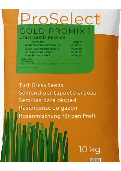Gold Promıx 1 Çim Tohumu | Profesyonel Karışım | 10 kg | Oregon Usa Menşeli