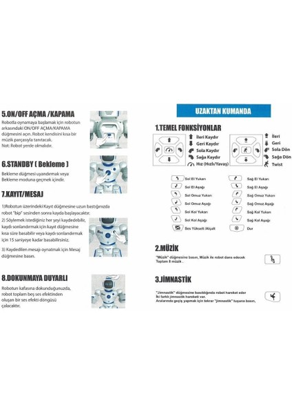 GAW--1088 Kumandalı Interaktif Şarjlı Eğitici Eğlendirici Akıllı Büyük Robot