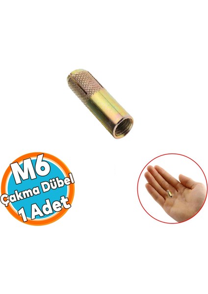 Çakma Çelik Dübel Iç Dişli Raf Iskele Montaj Bağlantı Monte Zemin Tavan Beton Asma Aparat M6 mm