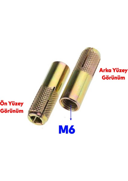 Çakma Çelik Dübel Iç Dişli Raf Iskele Montaj Bağlantı Monte Zemin Tavan Beton Asma Aparat M6 mm indirimleri