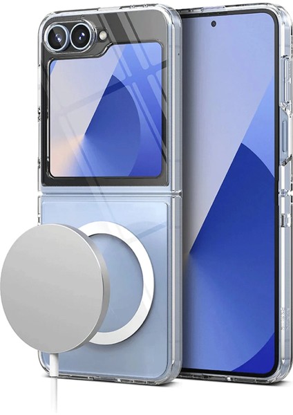 Samsung Galaxy Z Flip 6 Kılıf Magneticsafe Şeffaf Silikon - Şeffaf Gnzrz