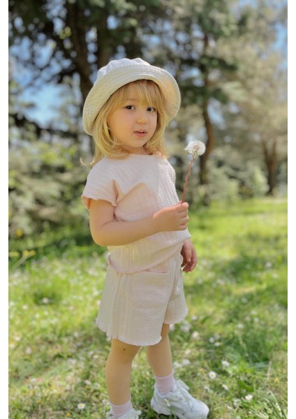 Kız Çocuk Şort T-Shirt Takım Somon