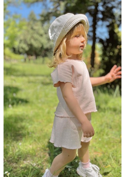 Kız Çocuk Şort T-Shirt Takım Somon