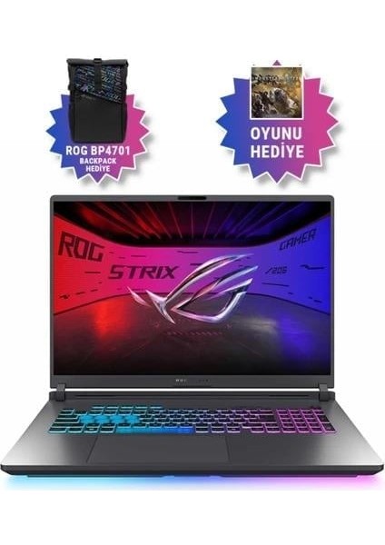 Rog Strix G18 G815LW-S9129 Ultra 9 275HX Aı 80GB GB 1tb SSD 16GB/RTX5080 Gddr7 175W 18" 2.5k Wqxga 240Hz 3ms 500NITS Windows 11 Pro Gaming Laptop WS9129W43+ZETTAÇANTA