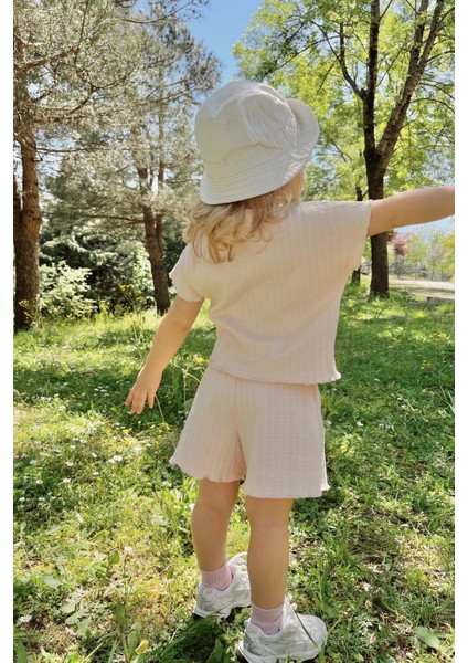 Kız Çocuk Şort T-Shirt Takım Somon modelleri