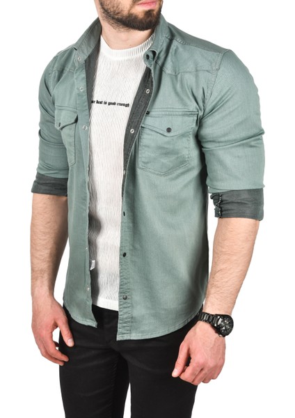 Çift Cepli Çıtçıtlı Uzun Kollu Kot Gömlek 2502503 fiyatları