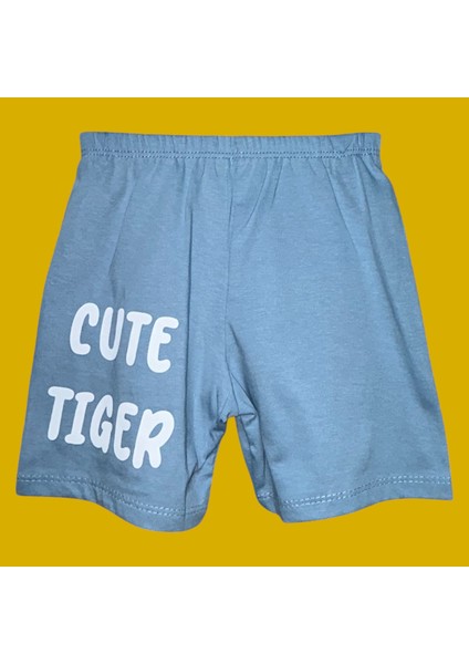 Erkek Bebek Yazlık “cute Tiger” Şortlu Takım – 3D Kaplan Detaylı