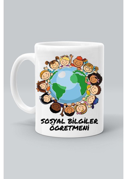 Sosyal Bilgiler Öğretmeni Tasarım Baskılı Beyaz Klasik Kupa Bardak