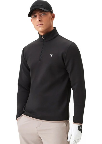 Therma Yarım Fermuarlı Sweatshirt Siyah SW202101162