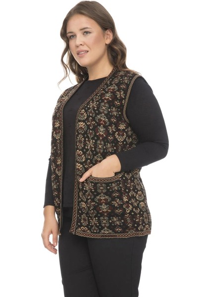 Kadın Etnik Model Triko Örgü Kilim Yelek 1070 fiyatları