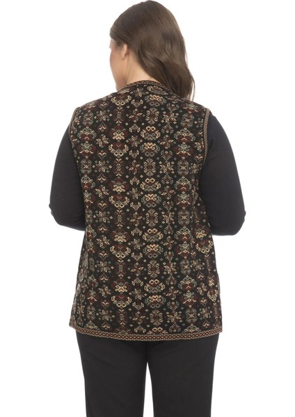 Kadın Etnik Model Triko Örgü Kilim Yelek 1070 modelleri
