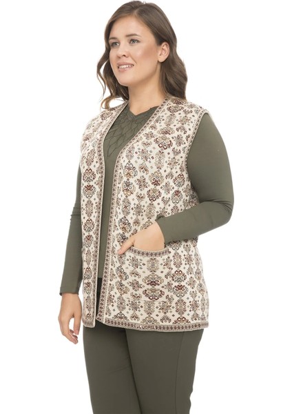 Kadın Etnik Model Triko Örgü Kilim Anne Yelek 1070