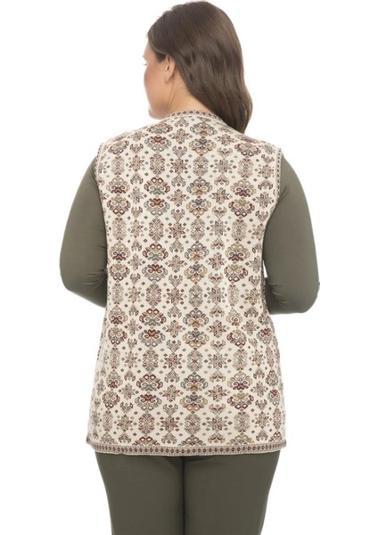 Kadın Etnik Model Triko Örgü Kilim Anne Yelek 1070 modelleri