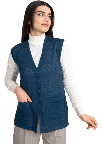 Kadın Orta Yaş ve Üzeri Merserize Cepli Düğmeli Rolax Anne Yelek 745 fiyatları