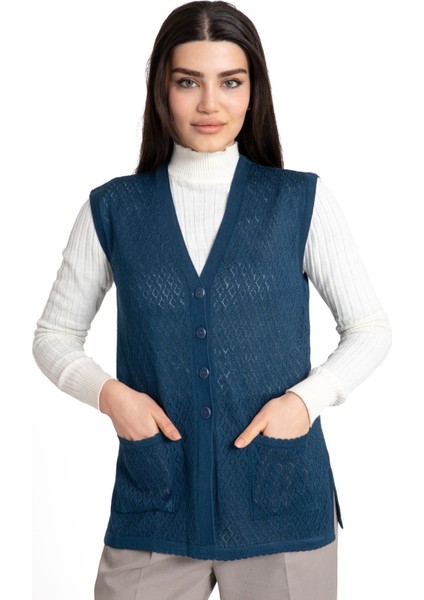 Kadın Orta Yaş ve Üzeri Merserize Cepli Düğmeli Rolax Anne Yelek 745 modelleri