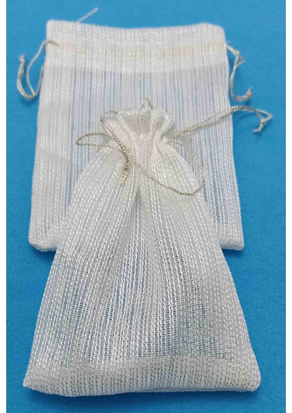 Çizgili Desenli Tül Kese 13*16 cm Ebatında 25 Adet Hediyelik Bohçalık Çeyizlik
