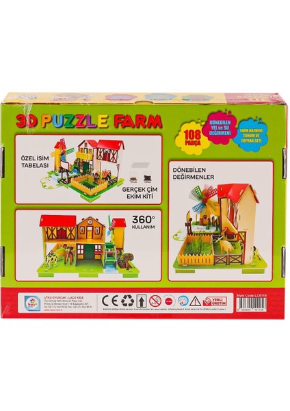 LC0115 3D Boyutlu Çiftlik Puzzle -Laçokids