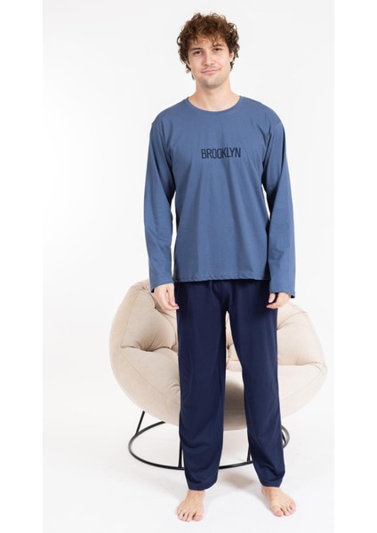 Erkek Penye Pamuk Regular Kalıp Sıfır Yaka Pijama Takımı A803123