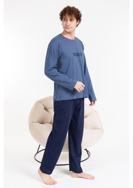 Erkek Penye Pamuk Regular Kalıp Sıfır Yaka Pijama Takımı A803123