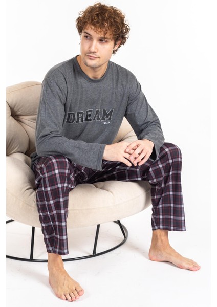 Erkek Penye Pamuk Regular Kalıp Sıfır Yaka Pijama Takımı A803123