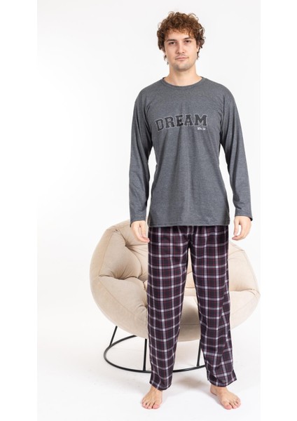 Erkek Penye Pamuk Regular Kalıp Sıfır Yaka Pijama Takımı A803123