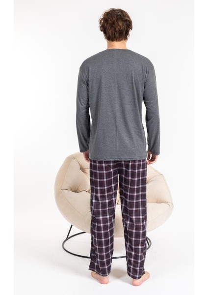 Erkek Penye Pamuk Regular Kalıp Sıfır Yaka Pijama Takımı A803123