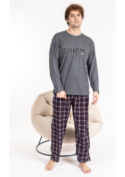 Erkek Penye Pamuk Regular Kalıp Sıfır Yaka Pijama Takımı A803123