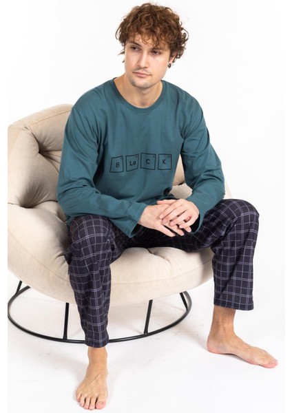 Erkek Penye Pamuk Regular Kalıp Sıfır Yaka Kaliteli Pijama Takımı A803123