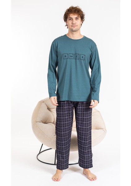 Erkek Penye Pamuk Regular Kalıp Sıfır Yaka Kaliteli Pijama Takımı A803123