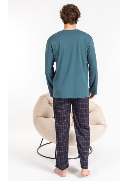 Erkek Penye Pamuk Regular Kalıp Sıfır Yaka Kaliteli Pijama Takımı A803123