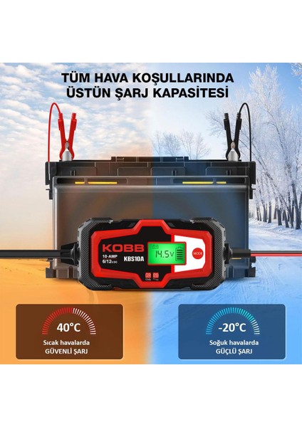 KBS10A 6/12V 200A Dijital Akü Şarj / Akü Bakım / Desülfatör ve Power Supply