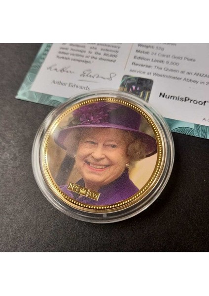 39963681B2BEC24FB3 Numis Proof 2016 Kraliçe Elizabeth 24AYAR Altınkaplama Sertifikalı 52GRAM A-35188