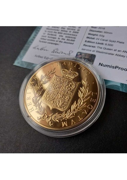 39963681B2BEC24FB3 Numis Proof 2016 Kraliçe Elizabeth 24AYAR Altınkaplama Sertifikalı 52GRAM A-35188 fiyatları