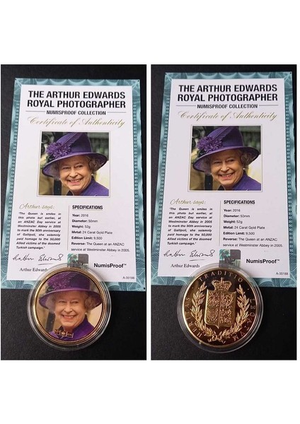 39963681B2BEC24FB3 Numis Proof 2016 Kraliçe Elizabeth 24AYAR Altınkaplama Sertifikalı 52GRAM A-35188 fırsatları