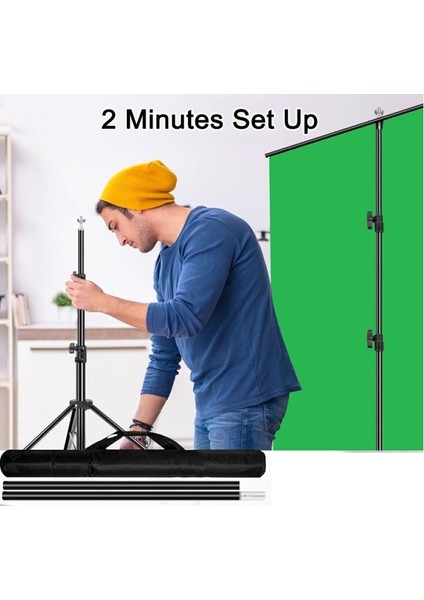 Yeşil Ekran Arka Plan Standı ,oyun,fotoğraf , Stream, Chroma Key 1.5 X2M Greenscreen Backdrop Kiti, Greenbox Set