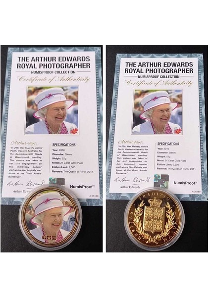 39963681B2DB677829 Numis Proof 2016 Kraliçe Elizabeth 24AYAR Altınkaplama Sertifikalı 52GRAM A-35180