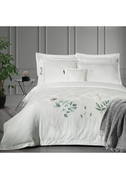 Leandra Çift Kişilik %100 Pamuk Saten "300 Tc" Nevresim Takımı Beyaz