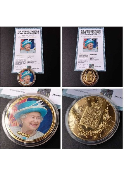 39963681B2E7F60621 Numis Proof 2016 Kraliçe Elizabeth 24AYAR Altınkaplama Sertifikalı 52GRAM A-35192