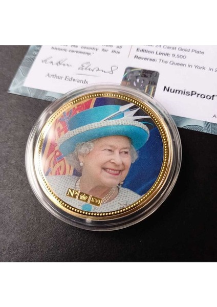 39963681B2E7F60621 Numis Proof 2016 Kraliçe Elizabeth 24AYAR Altınkaplama Sertifikalı 52GRAM A-35192