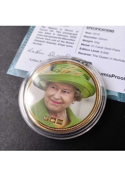 39963681B2ED44C72D Numis Proof 2016 Kraliçe Elizabeth 24AYAR Altınkaplama Sertifikalı 52GRAM A-35185