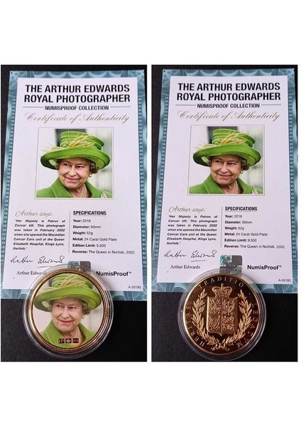 39963681B2ED44C72D Numis Proof 2016 Kraliçe Elizabeth 24AYAR Altınkaplama Sertifikalı 52GRAM A-35185