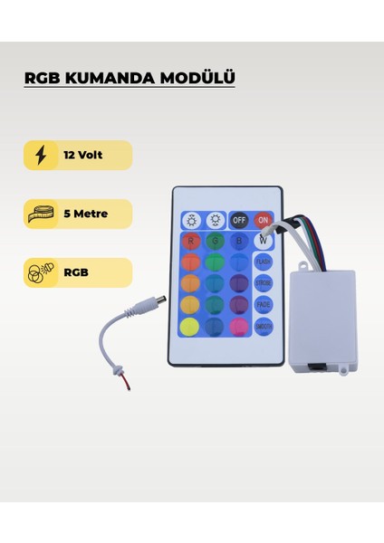 Şerit LED Rgb Kumanda Modülü - Renk ve Mod Kontrolcüsü