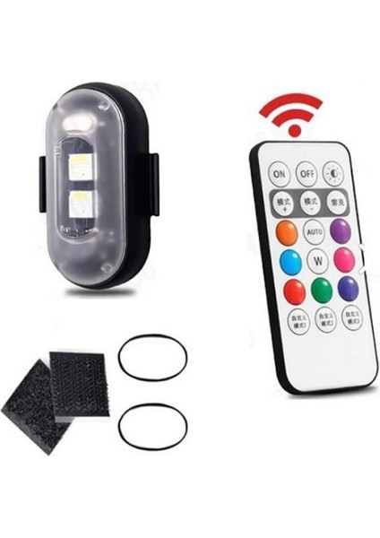 Uçak Çakar Mini Rgb LED Lamba Kablosuz Kumandalı Şarjlı Usb'li