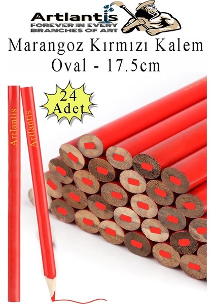 Marangoz Kalem Kırmızı Oval 24 Adet 1 Paket Kalın Oval Marangoz Inşaat Kalemi Aşap Beton Işaretleme Kalemi Kalın Kalem