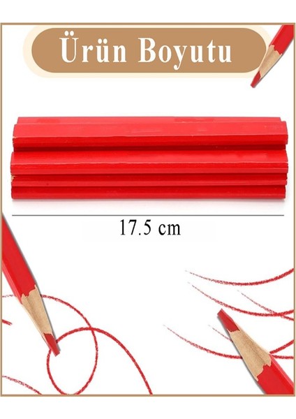 Marangoz Kalem Kırmızı Oval 24 Adet 1 Paket Kalın Oval Marangoz Inşaat Kalemi Aşap Beton Işaretleme Kalemi Kalın Kalem fırsatları