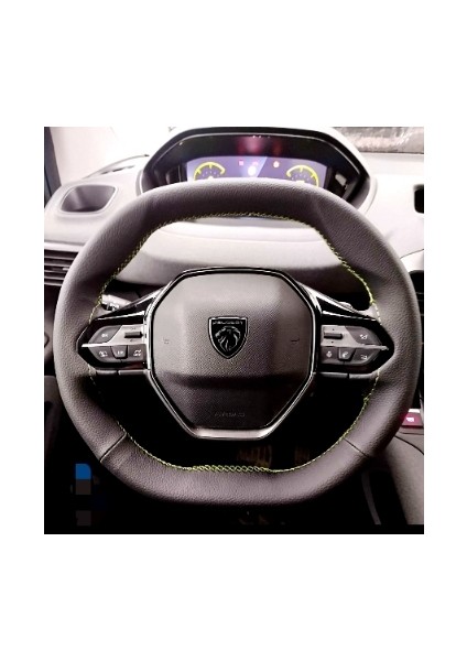 Dikişli Direksiyon Kılıfı Siyah Deri Sarı Dikişli 2 Parça Peugeot Rifter Için (2008 3008 Uymaz)