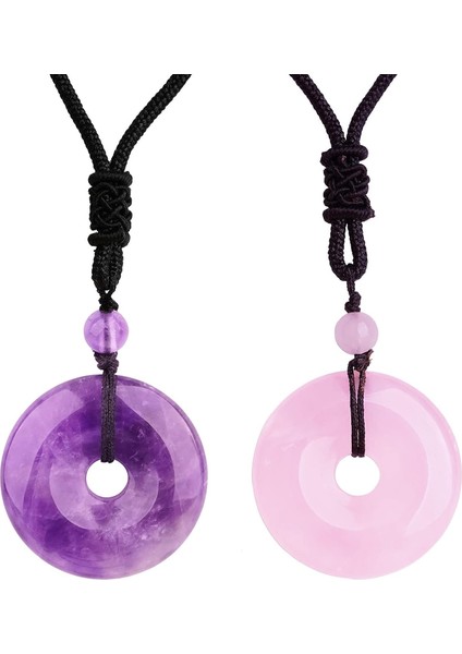 Çift Için 2 Adet Kristal Kolye Ayarlanabilir Halat Doğal Kuvars Reiki Şifa Kristalleri Taş Çakra Kolye Şanslı Dostluk Aşk Eşleşen Kolye Takı Kadın Erkek Için (Yurt Dışından)